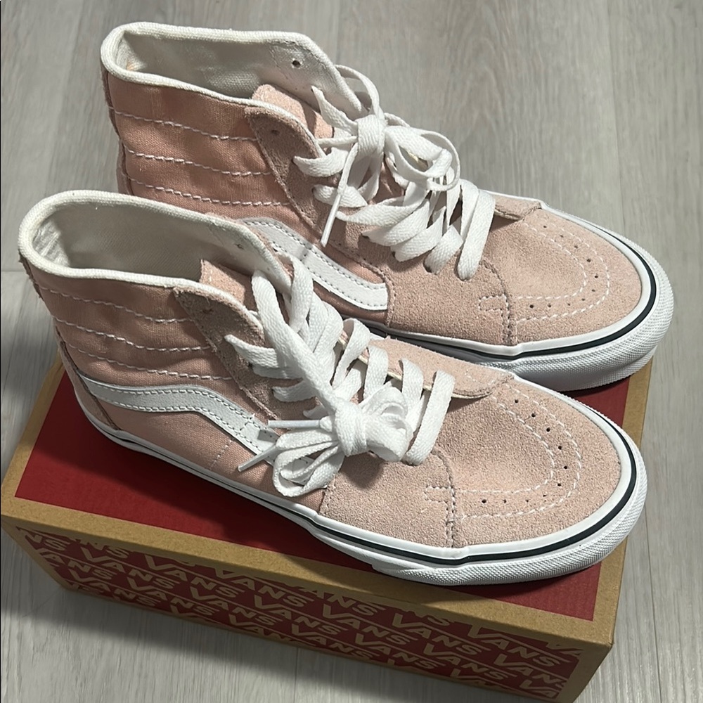 Vans Pink and White High-Top Sneakers